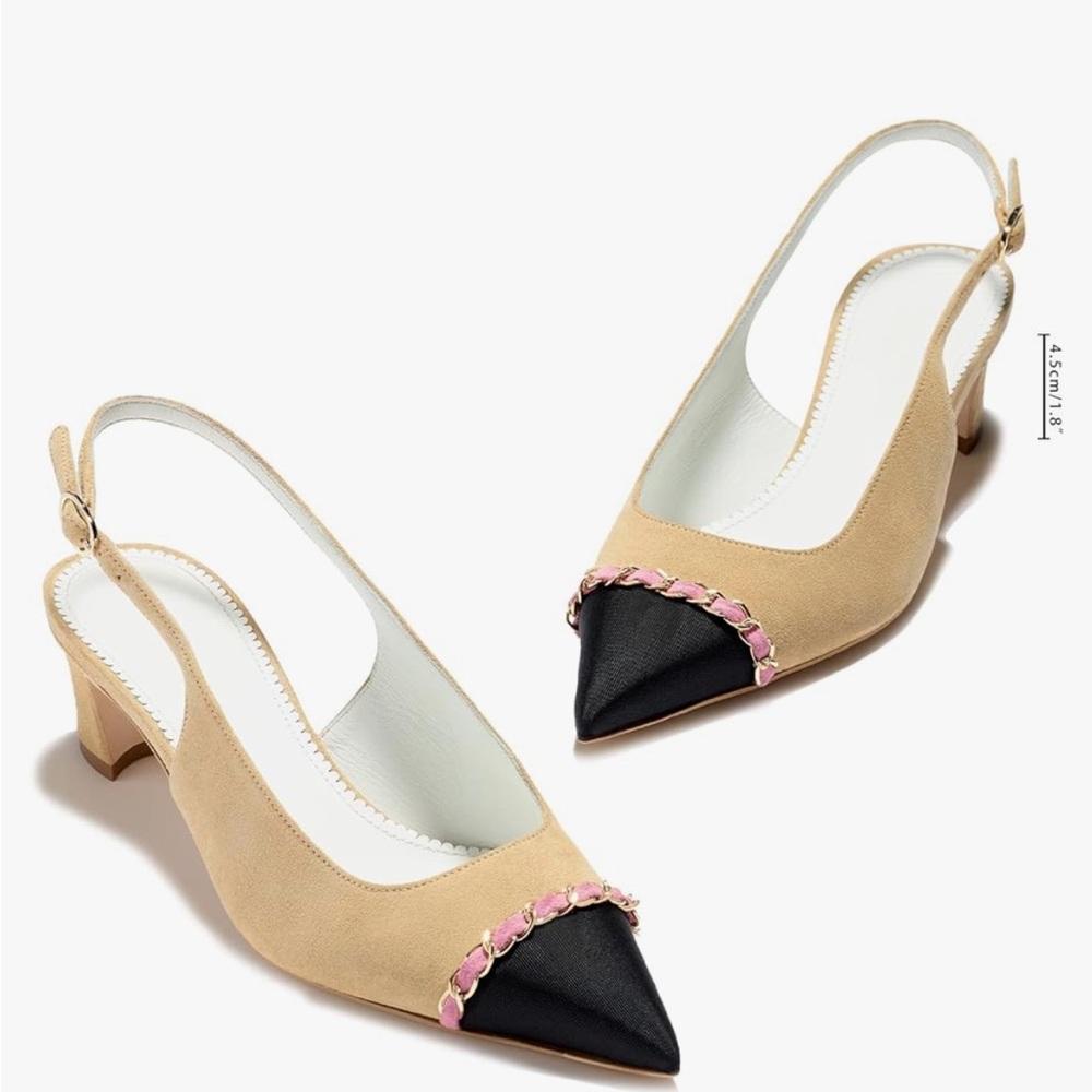 Women Slingback Two Tone Pointed Pumps